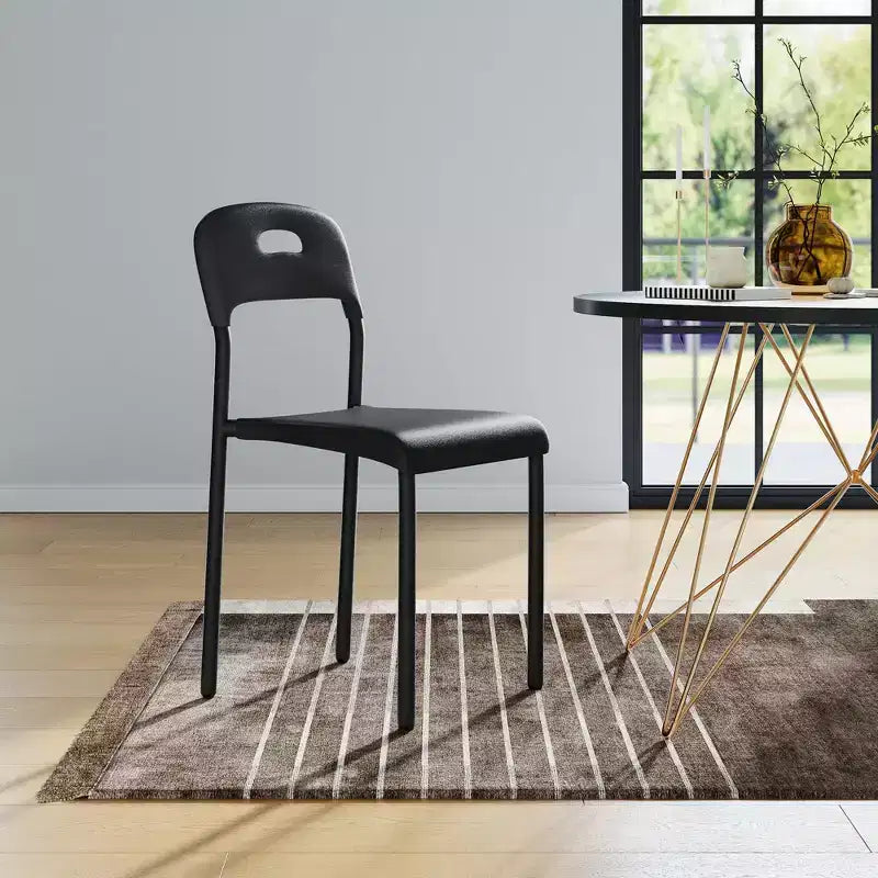 1pc Dining Chairs - Stackable Modern Chairs, Plastic Dining Chair with Metal Legs, Easy Assembly, Waterproof & Stain-Resistant, for Indoor & Outdoor