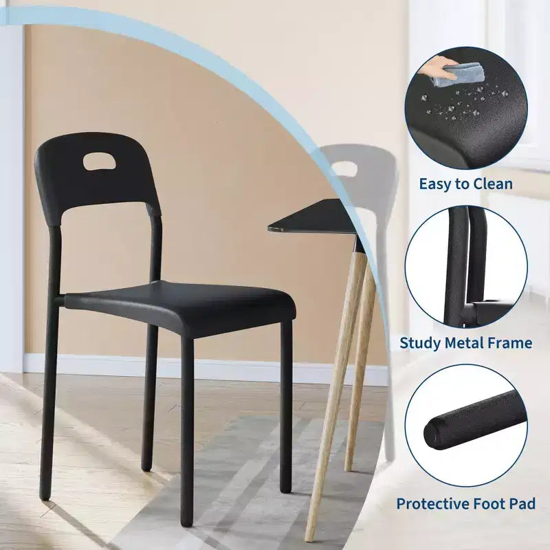 Chaises de salle à manger - Chaises modernes empilables, Chaise de salle à manger en plastique avec pieds en métal, Facile à assembler, Imperméable et résistante aux taches, pour l'intérieur et l'extérieur