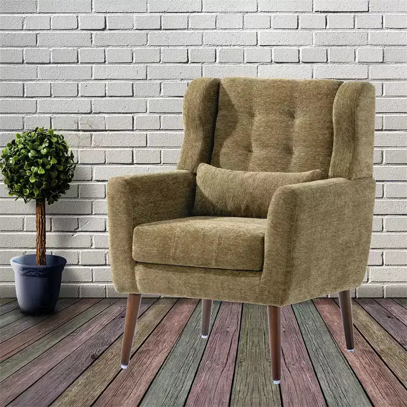 Fauteuil d'appoint moderne avec coussin rembourré et coussin décoratif, fauteuil de lecture avec pieds en bois, fauteuils d'appoint confortables pour le salon, la chambre à coucher