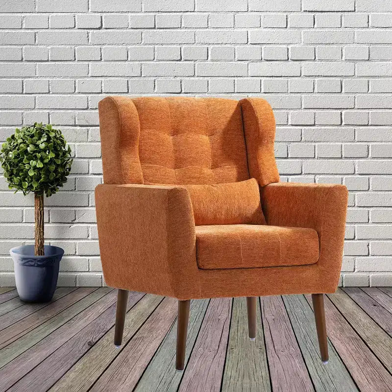 Fauteuil d'appoint moderne avec coussin rembourré et coussin décoratif, fauteuil de lecture avec pieds en bois, fauteuils d'appoint confortables pour le salon, la chambre à coucher