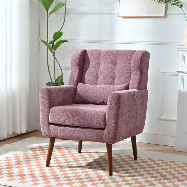 Fauteuil d'appoint moderne avec coussin rembourré et coussin décoratif, fauteuil de lecture avec pieds en bois, fauteuils d'appoint confortables pour le salon, la chambre à coucher