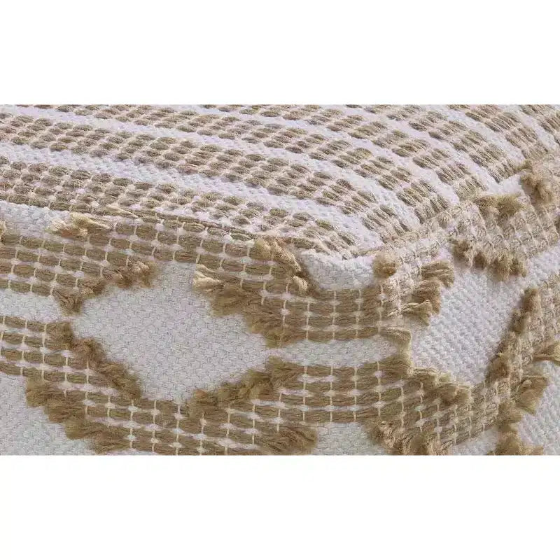 Pouf carré en coton/jute tissé à la main