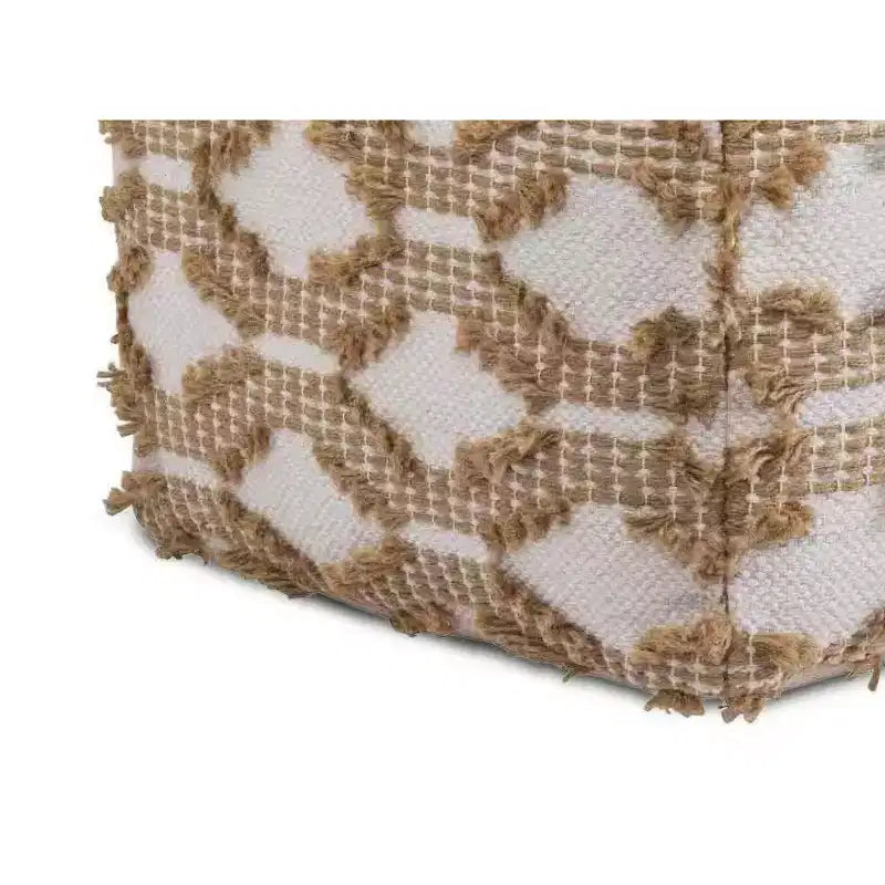 Pouf carré en coton/jute tissé à la main