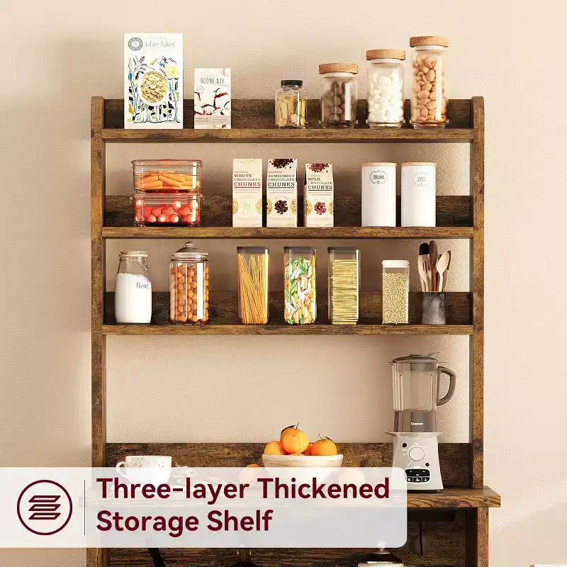 Meuble de rangement de ferme avec étagère réglable, Support de micro-ondes avec rangement