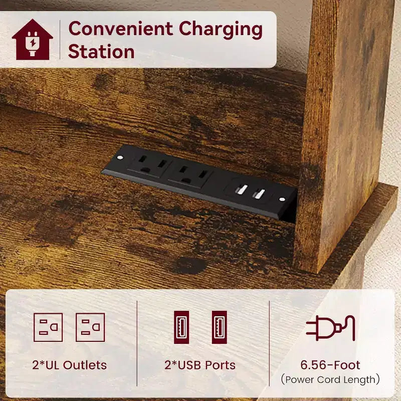 Meuble de rangement de ferme avec étagère réglable, Support de micro-ondes avec rangement