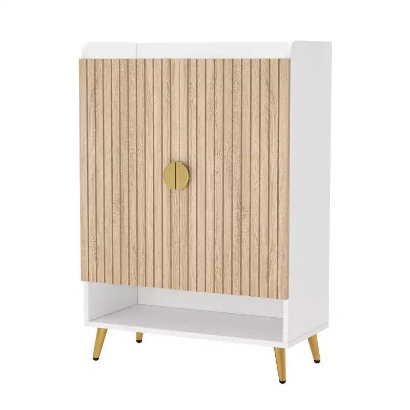 TUYOHW 7-Tier Shoe Cabinet,Large Capacity Shoe Storage Organizer with Adjustable Shelves & Doors,Freestanding Entryway Cabinet for 20+ Pairs,Natural