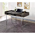 TUYOHW 47 Computer Desk,Office Desk with Storage Drawer,USB Port,Power Outlet,Brown Wood Desktop,Silver Steel Legs,Writing Desk for Office,Study