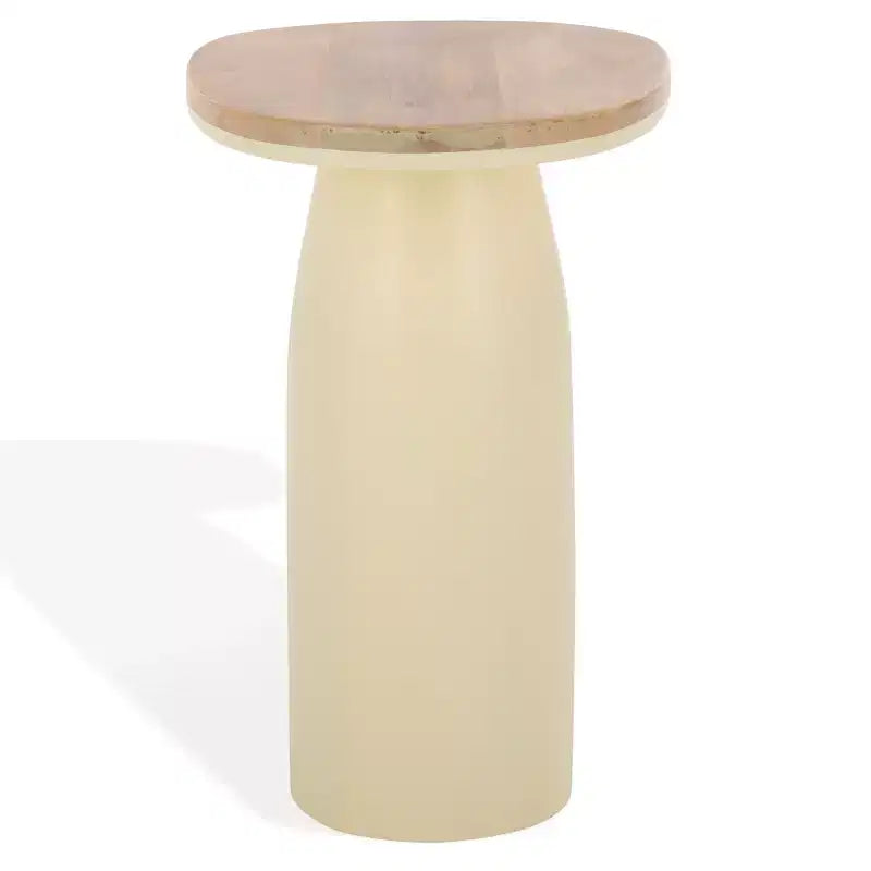 Veronica Wood And Lacquer Accent Table - SFV5787 - Natural/White - Safavieh Couture