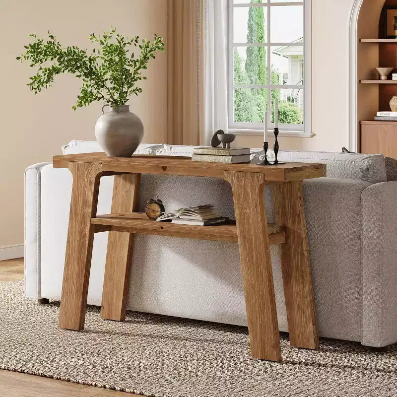 Console d'entrée de ferme en bois massif 47" avec rangement à 2 niveaux, convient pour le couloir, derrière le canapé, le salon, montage facile.