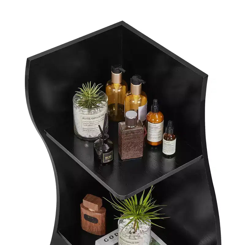 Étagère d'angle 5 niveaux Wave, étagère de rangement rustique facile à monter, organisateur peu encombrant pour la décoration intérieure