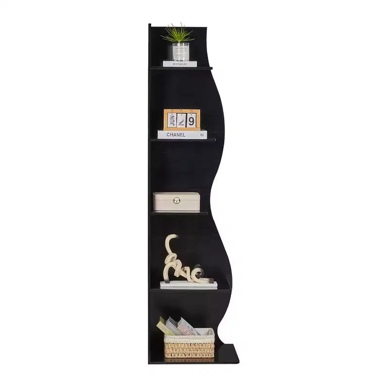 Étagère d'angle 5 niveaux Wave, étagère de rangement rustique facile à monter, organisateur peu encombrant pour la décoration intérieure