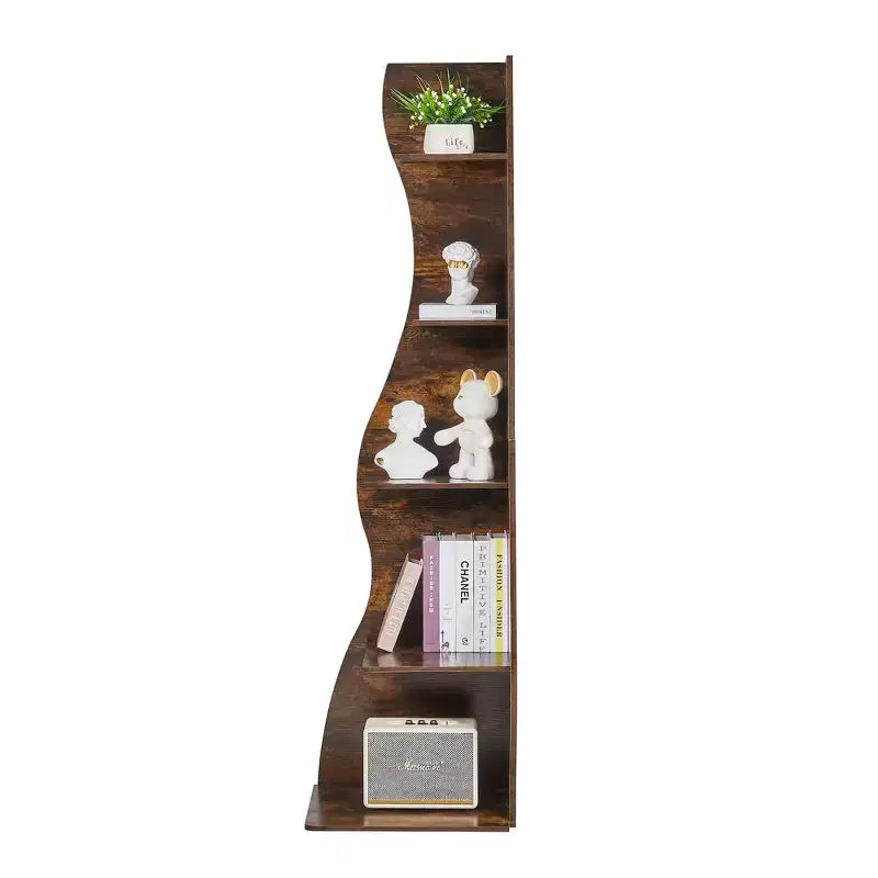 Étagère d'angle 5 niveaux Wave, étagère de rangement rustique facile à monter, organisateur peu encombrant pour la décoration intérieure