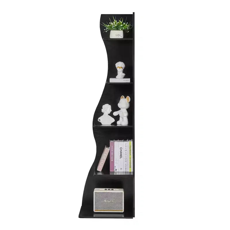 Étagère d'angle 5 niveaux Wave, étagère de rangement rustique facile à monter, organisateur peu encombrant pour la décoration intérieure