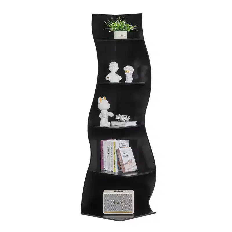 Étagère d'angle 5 niveaux Wave, étagère de rangement rustique facile à monter, organisateur peu encombrant pour la décoration intérieure