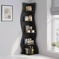 VECELO 5-Tier Wave Corner Bookshelf, Rustic Storage Display Stand with Easy Assembly, Space-Saving Organizer for Home Decor