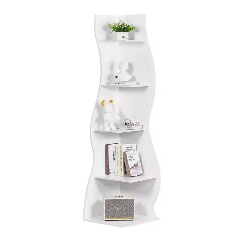 Étagère d'angle 5 niveaux Wave, étagère de rangement rustique facile à monter, organisateur peu encombrant pour la décoration intérieure