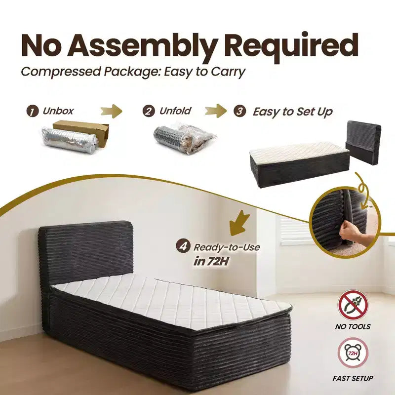 Matelas jumeau en peluche - Aucun assemblage requis, isolation du mouvement et sommeil rafraîchissant et respirant