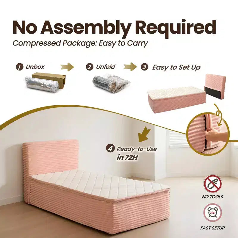 Matelas jumeau en peluche - Aucun assemblage requis, isolation du mouvement et sommeil rafraîchissant et respirant
