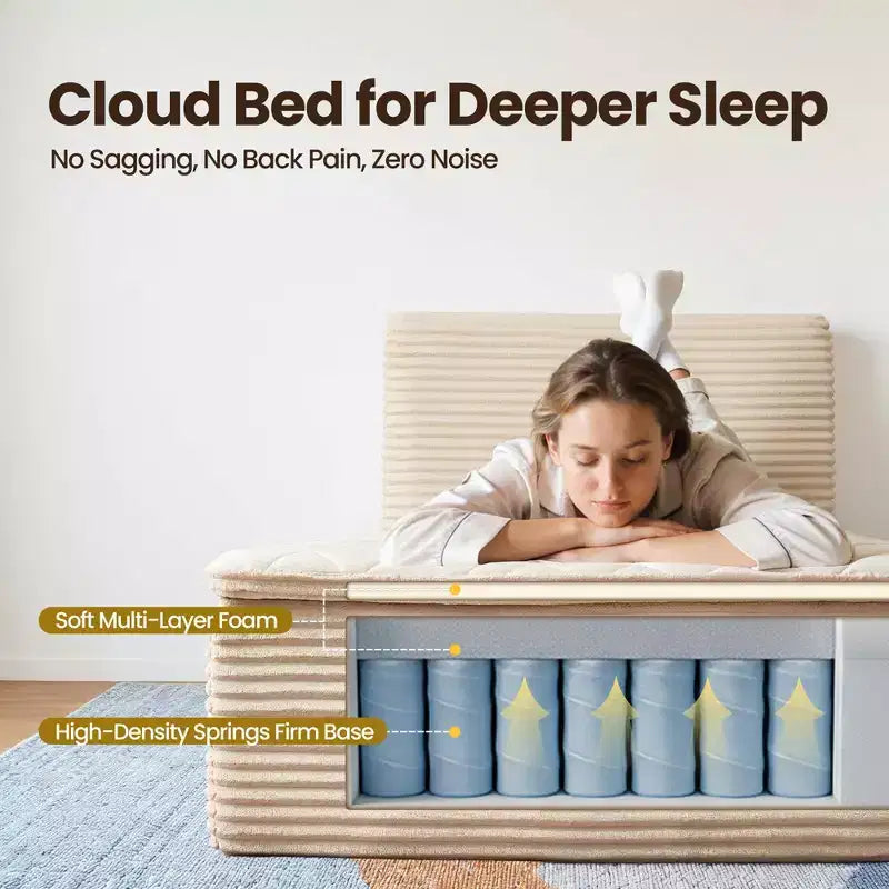 Matelas jumeau en peluche - Aucun assemblage requis, isolation du mouvement et sommeil rafraîchissant et respirant