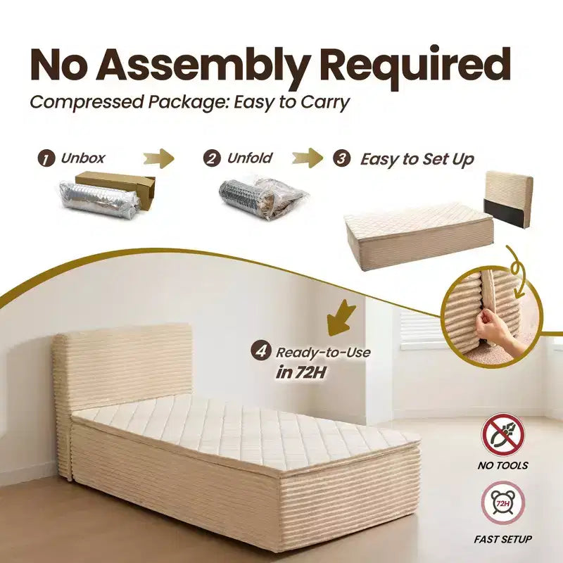 Matelas jumeau en peluche - Aucun assemblage requis, isolation du mouvement et sommeil rafraîchissant et respirant