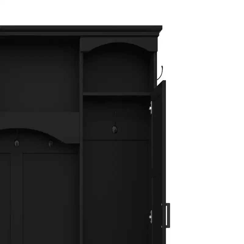 Porte-manteau moderne avec banc de rangement et étagères réglables
