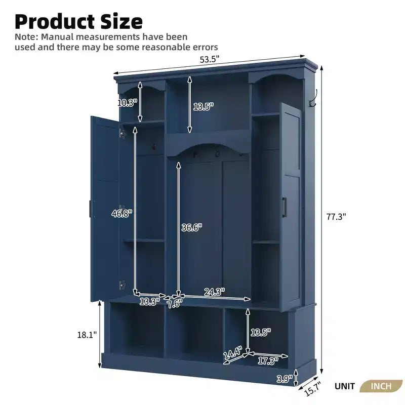 Porte-manteau moderne avec banc de rangement et étagères réglables