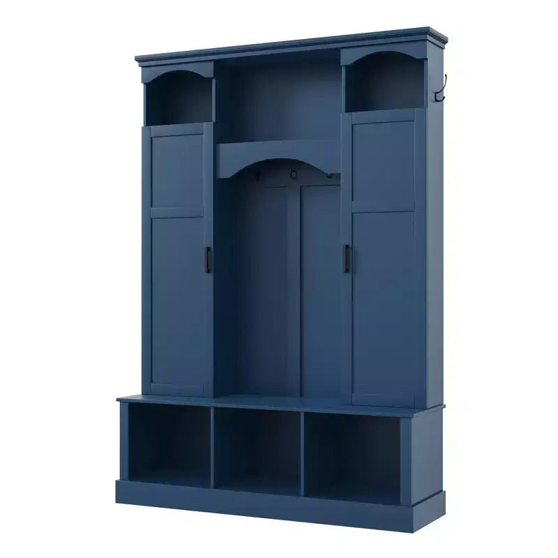 Porte-manteau moderne avec banc de rangement et étagères réglables