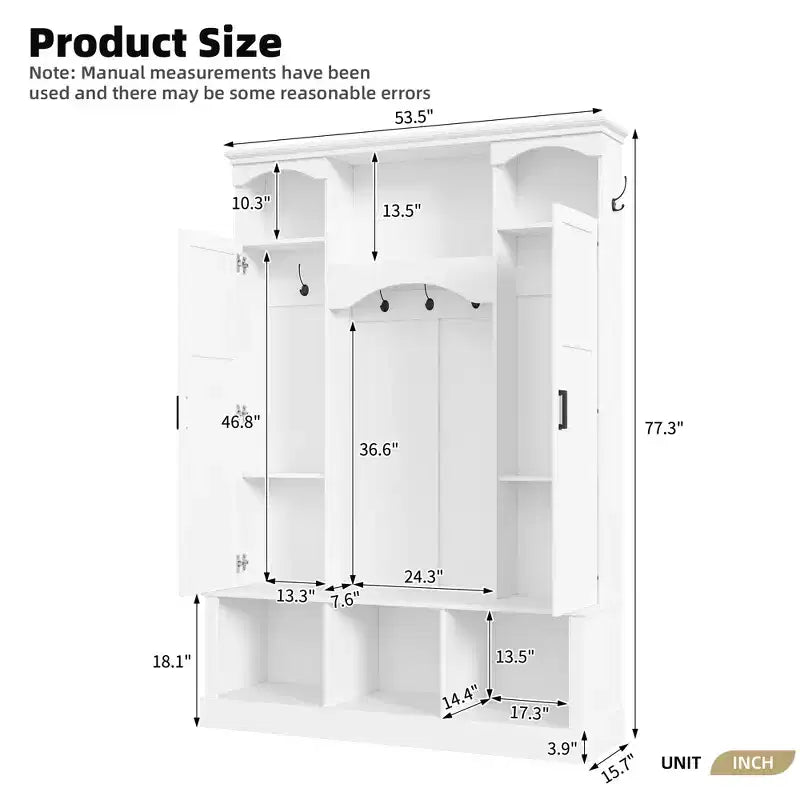 Porte-manteau moderne avec banc de rangement et étagères réglables