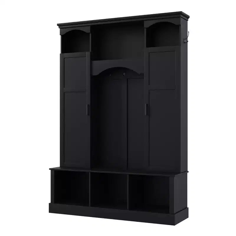 Porte-manteau moderne avec banc de rangement et étagères réglables