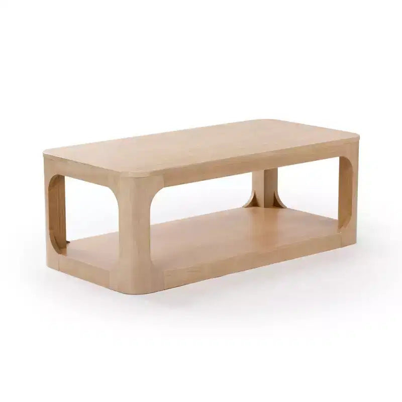 Table basse rectangulaire moderne en bois massif de 48 po avec étagère de rangement