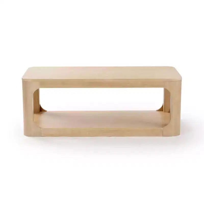 Table basse rectangulaire moderne en bois massif de 48 po avec étagère de rangement