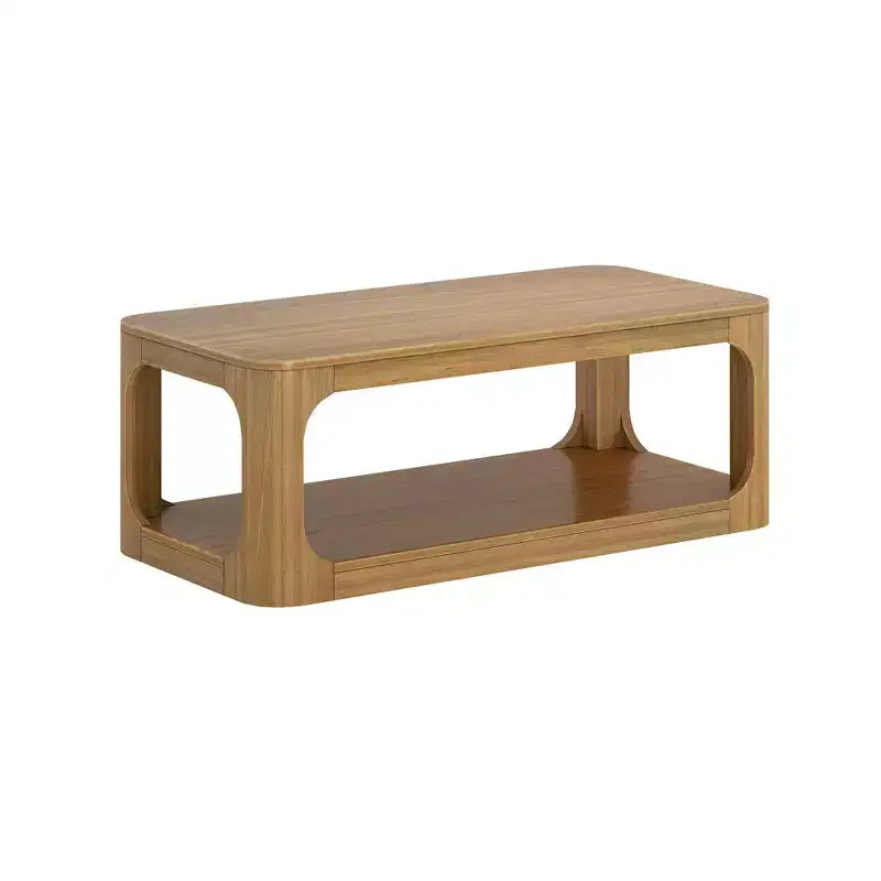 Table basse rectangulaire moderne en bois massif de 48 po avec étagère de rangement