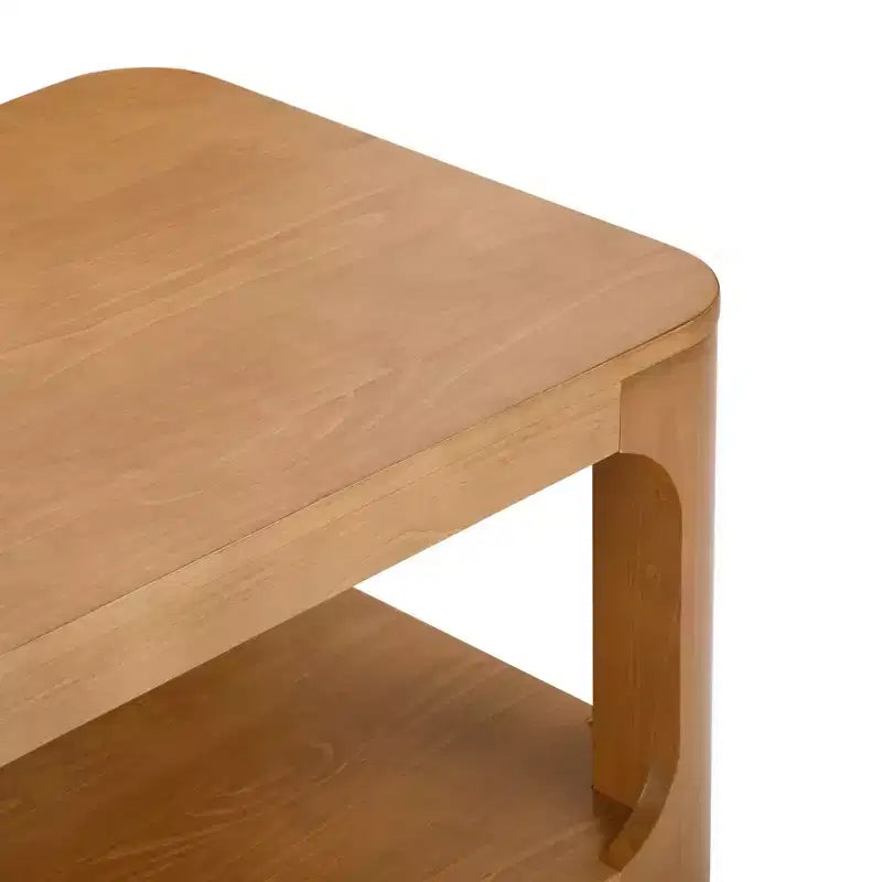 Table basse rectangulaire moderne en bois massif de 48 po avec étagère de rangement