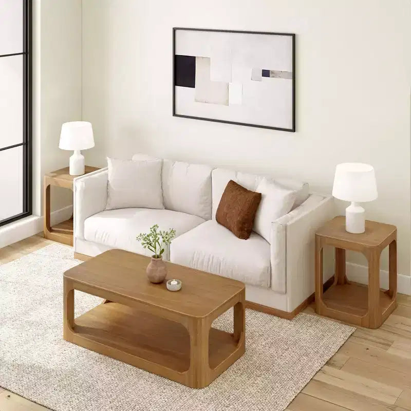 Table basse rectangulaire moderne en bois massif de 48 po avec étagère de rangement