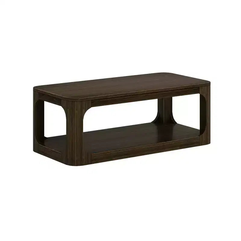 Table basse rectangulaire moderne en bois massif de 48 po avec étagère de rangement