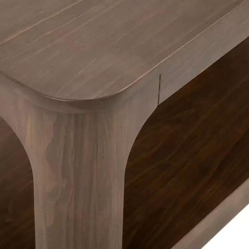 Table basse rectangulaire moderne en bois massif de 48 po avec étagère de rangement