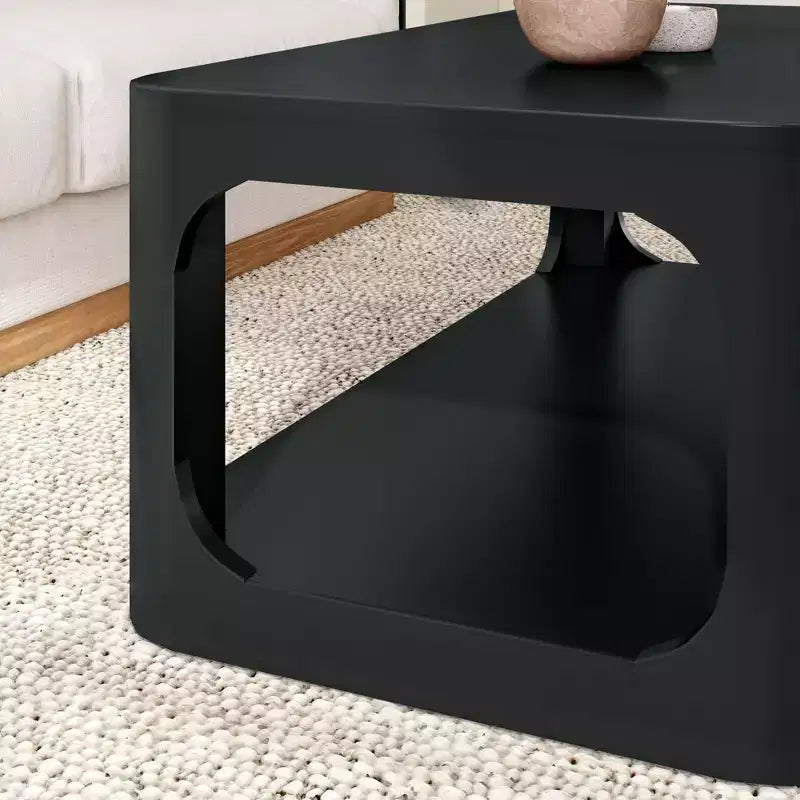 Table basse rectangulaire moderne en bois massif de 48 po avec étagère de rangement