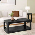 Table basse rectangulaire moderne en bois massif de 48 po avec étagère de rangement