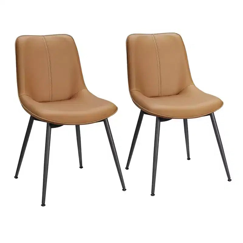 VASAGLE Leather Dining Chairs Set of 2, Comfortable Upholstered Seat with Metal Legs and Swivel Leveling Feet