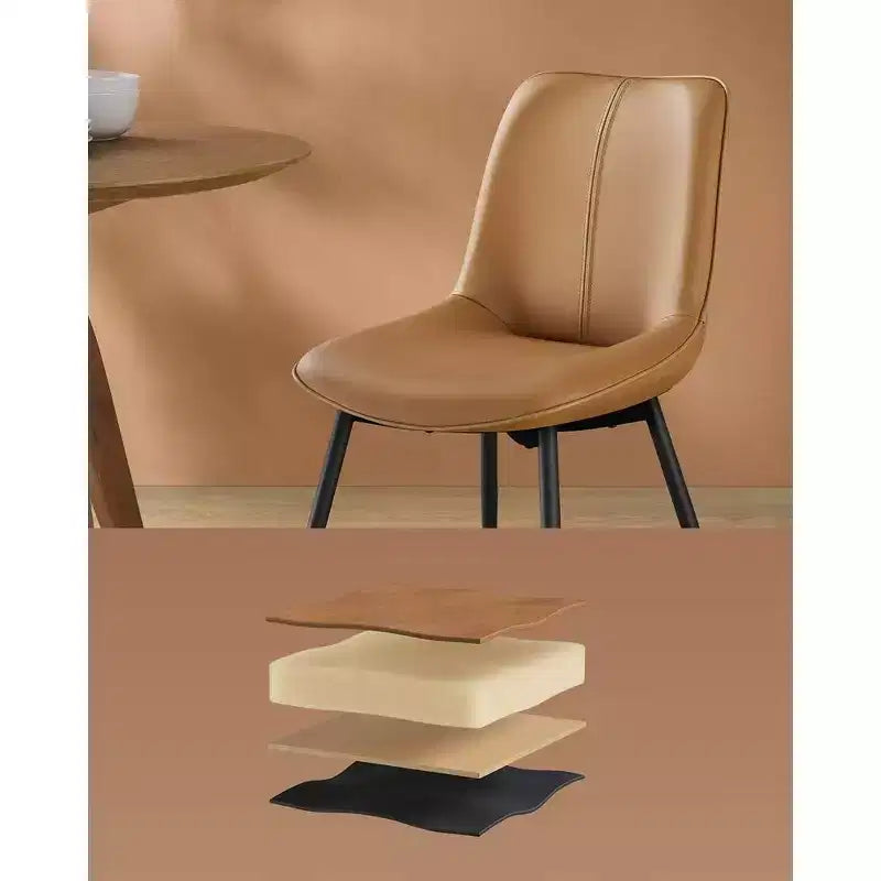Chaises de salle à manger en cuir, assise rembourrée confortable avec pieds en métal et pieds de nivellement pivotants