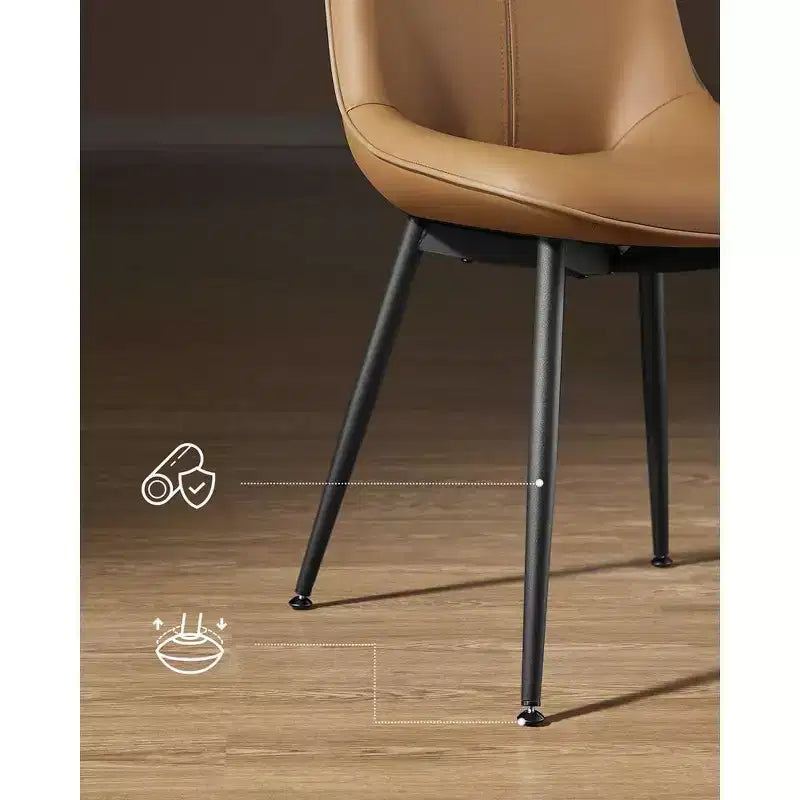 Chaises de salle à manger en cuir, assise rembourrée confortable avec pieds en métal et pieds de nivellement pivotants