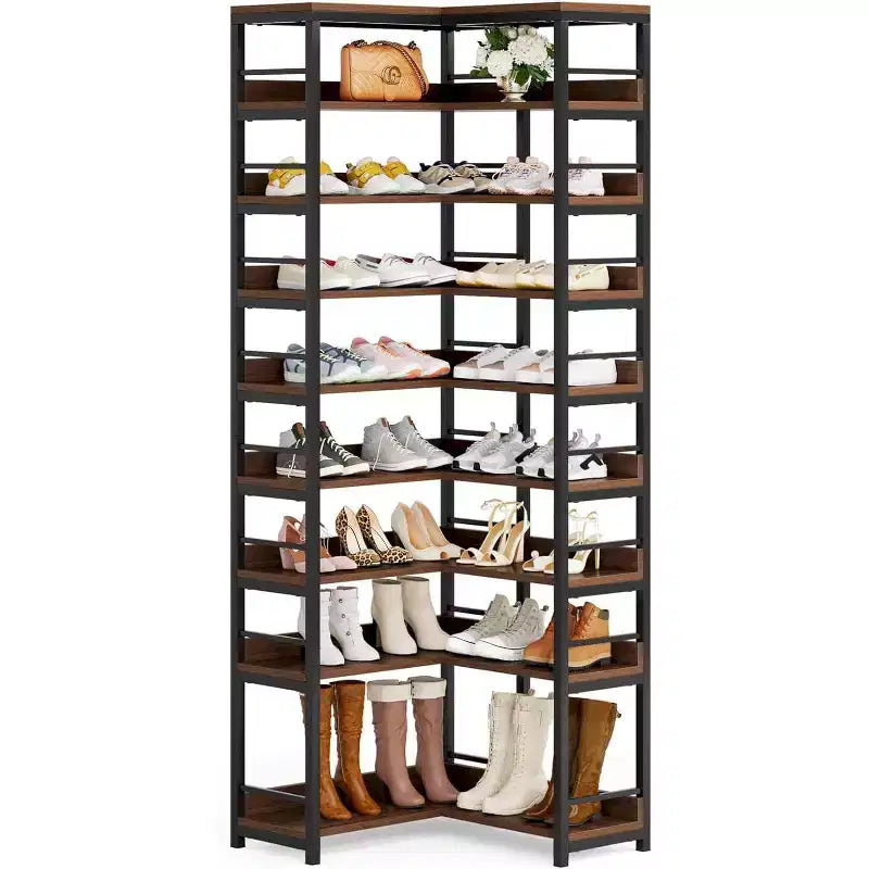 Tribesigns 9-Tier Corner Shoe Rack, Vertical Shoe Storage Organizer