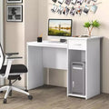 Bureau d'ordinateur avec tiroir, bureau PC portable moderne avec étagère réglable et passe-câbles